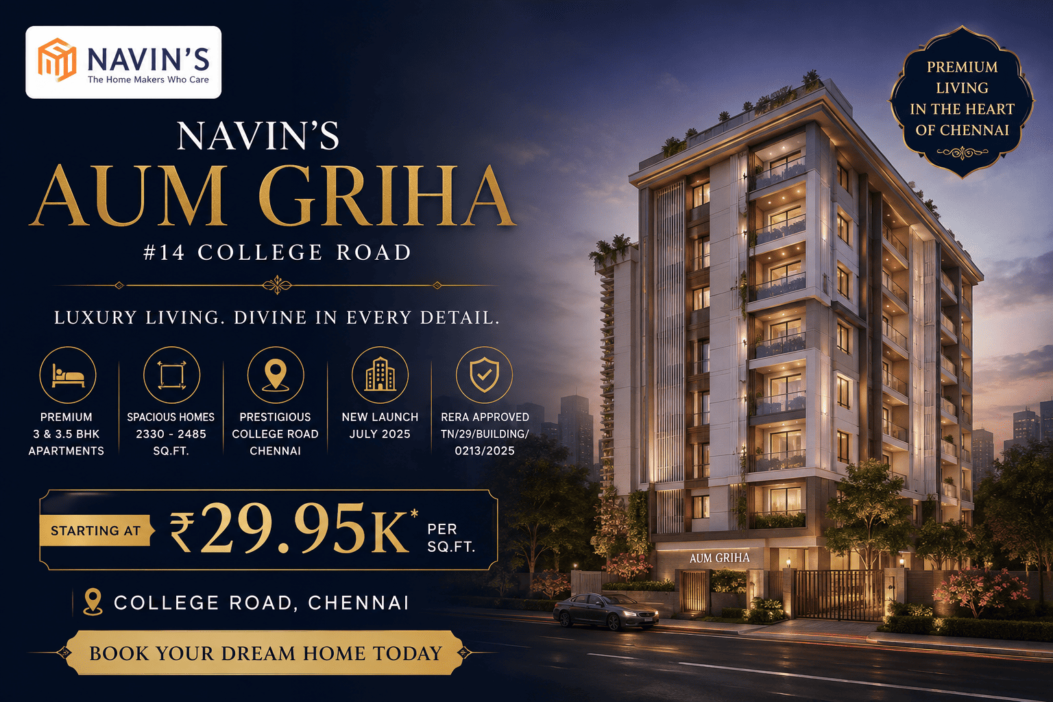 Navin's Aum Griha #14 College Road - Premium Apartments Chennai