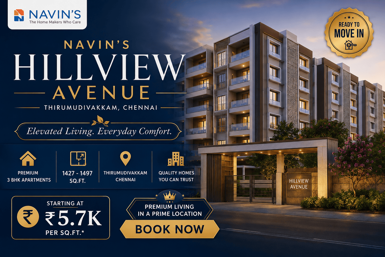 Navin's Hillview Avenue Thirumudivakkam - Premium Apartments Chennai